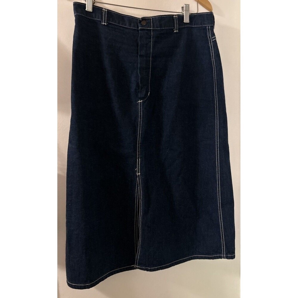 Vintage Time & Time Again Skirt SZ 16 A Line W/front Slit Denim Jean MIDI